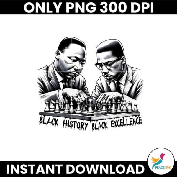 Black History Malcolm X Martin Luther Playing Chess PNG