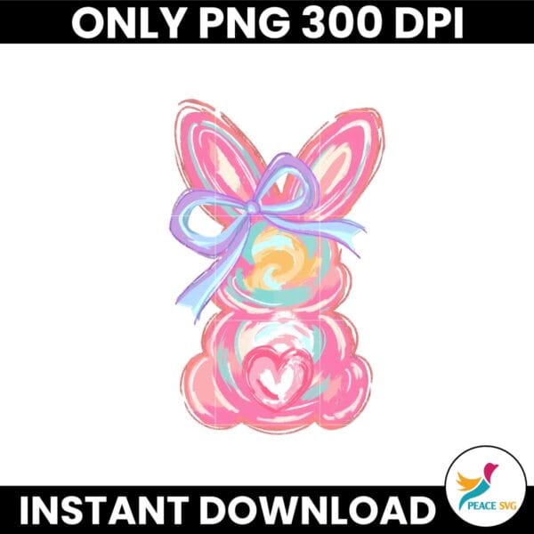 Brushstroke Bunny Preppy Easter Coquette Bow Png