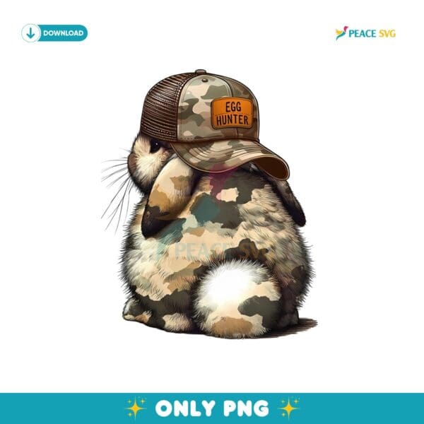 Camo Bunny Egg Hunter Boy With Backwards Cap Png