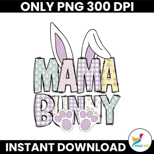 Checkered Mama Bunny Easter Png Instant Download