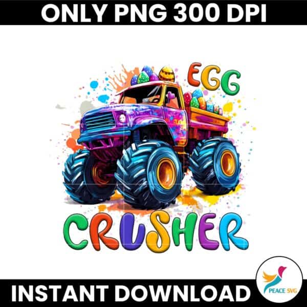 Colorful Egg Crusher Easter Monster Truck PNG