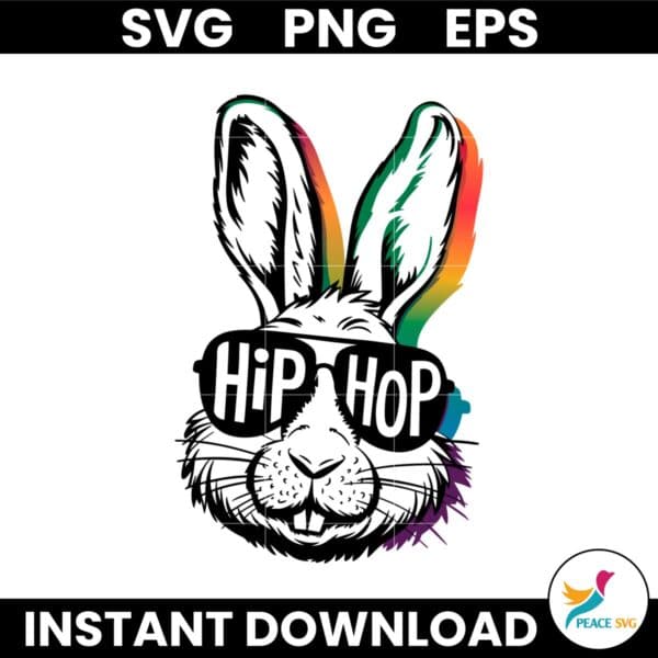 Colorfull Rainbowl Easter Bunny Hip Hop Sunglasses SVG