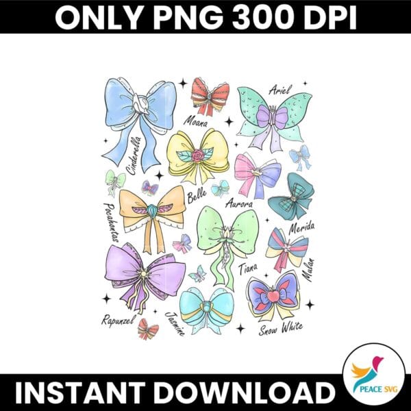 Disney Princess Coquette Bows Watercolor Disneyland Png