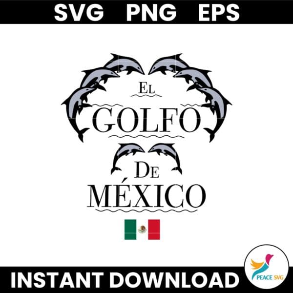El Golfo De Mexico Flag Dolphin Svg Instant Download