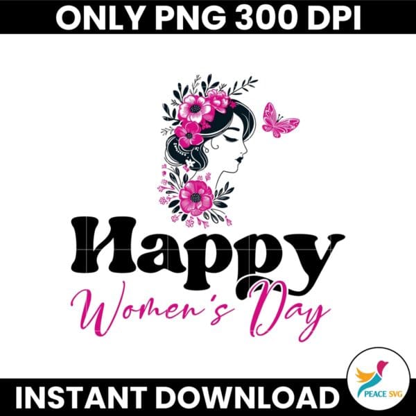 Floral Butterfly Happy Womens Day Silhouette PNG