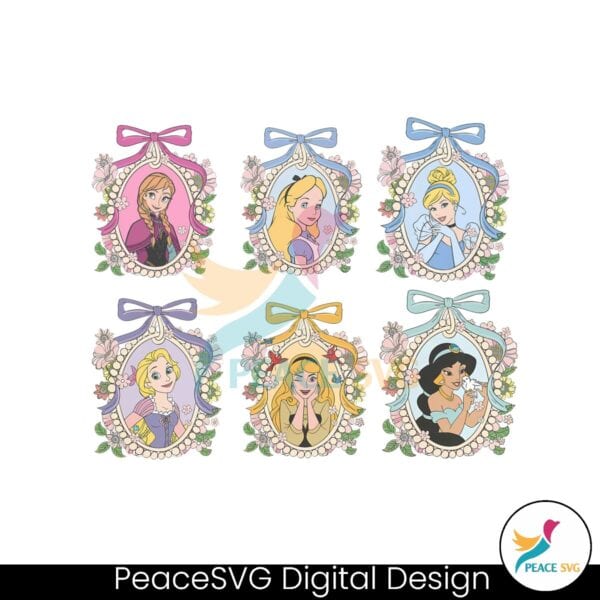 Floral Disney Princess Coquette Girl Trip Bundle PNG