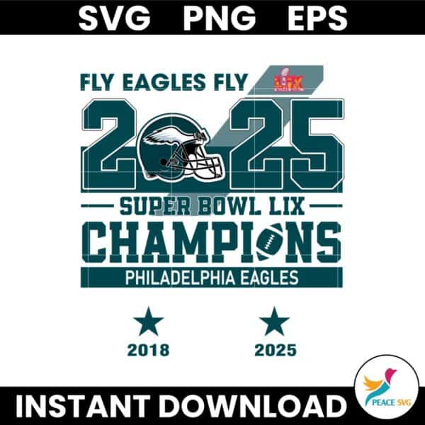 Fly Eagles Fly 2025 Super Bowl Champions Philadelphia Eagles SVG