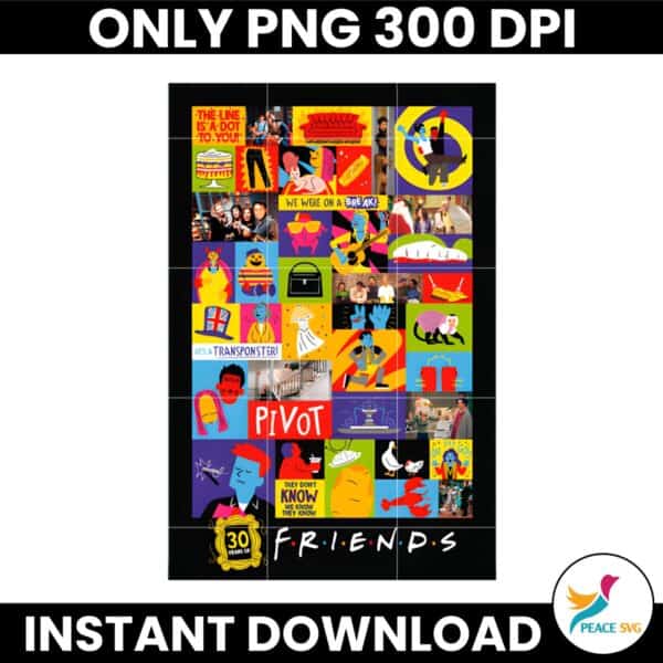 Friends 30Th Grid Poster Tv Series PNG