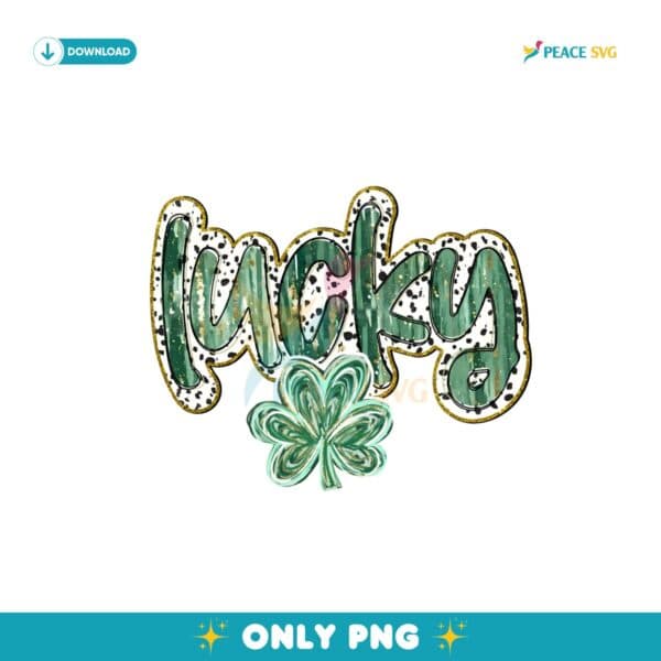 Glitter Lucky Four Leaf Shamrock Brushstroke Png