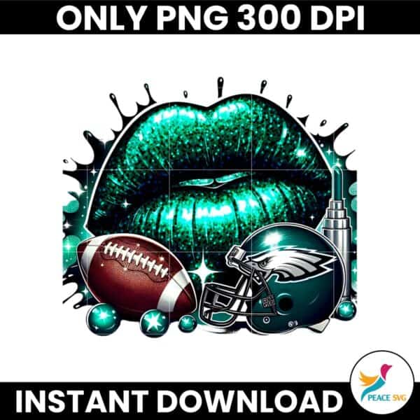 Glitter Philadelphia Eagles Football Lips Helmet PNG