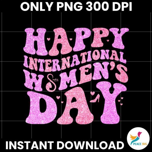 Glitter Retro Groovy Happy International Womans Day March 8 PNG