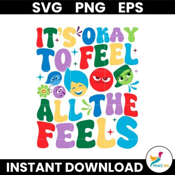 Groovy Its Okay To Feel All The Feels Autism Disney Inside Out SVG