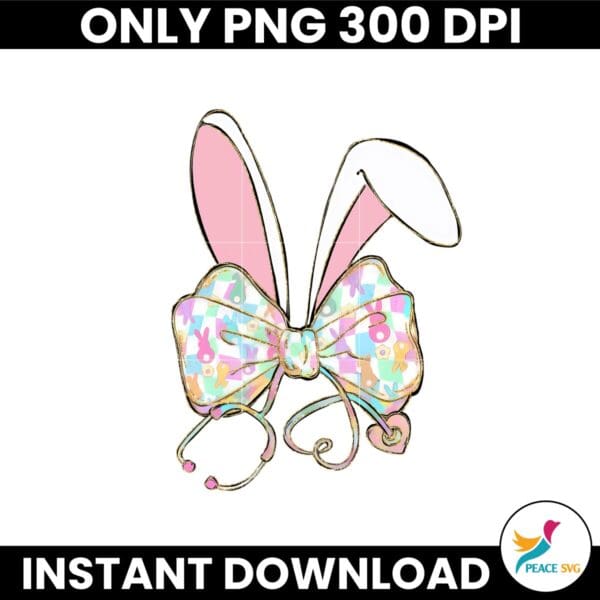 Happy Easter Bunny Coquette Stethoscope Nurse PNG