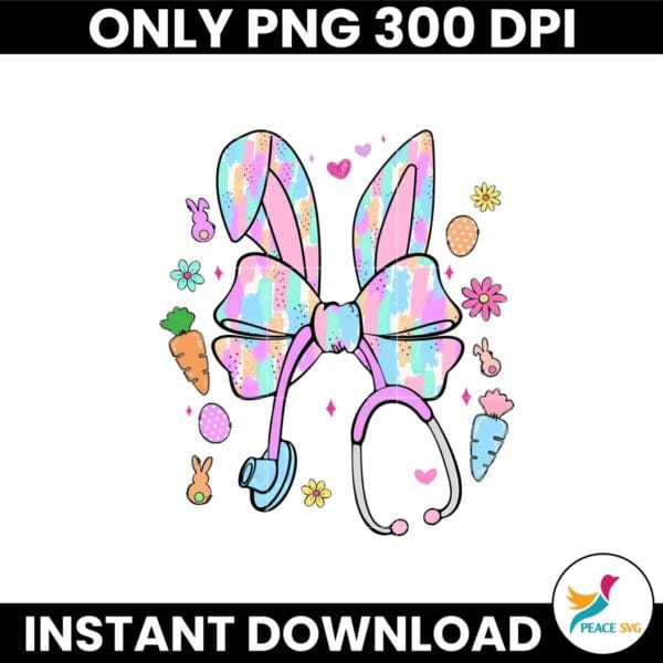 Happy Easter Bunny Nurse Coquette Stethoscope PNG