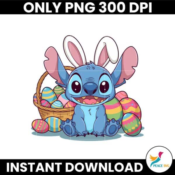 Happy Easter Stitch Bunny Egg Disney Png Sublimation