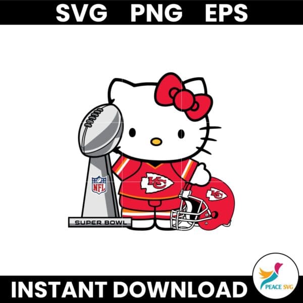 Hello Kitty Kansas City Chiefs Super Bowl Football Svg