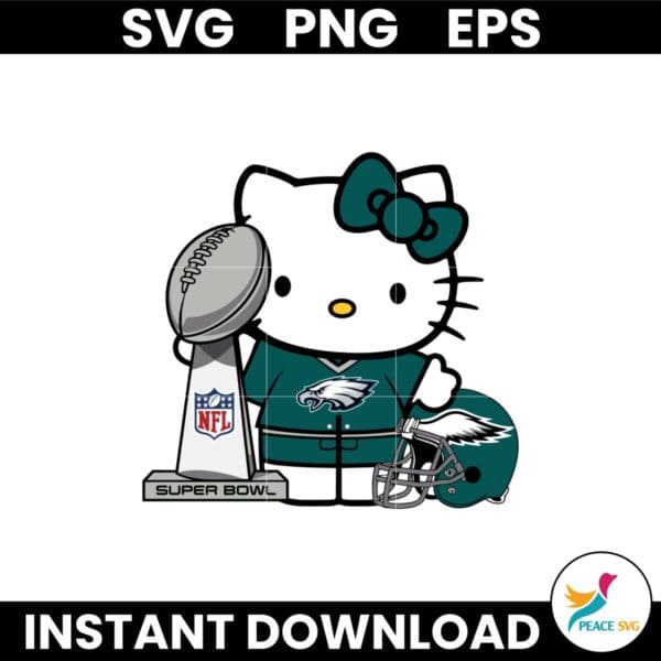 Hello Kitty Philadelphia Eagles Super Bowl Football Svg