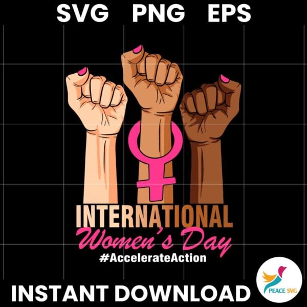 International Womens Day March 8 Raise Hand SVG