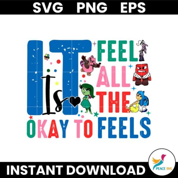 Its Okay To Feel All The Feels Autism Awareness Disney Inside Out SVG