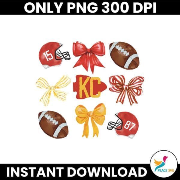 KC Chiefs Kansas City Football Ribbon Bow Coquette Png