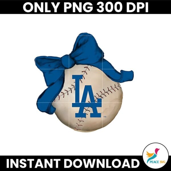 Los Angeles Dodgers Tiny Turnip Baseball Bow Png