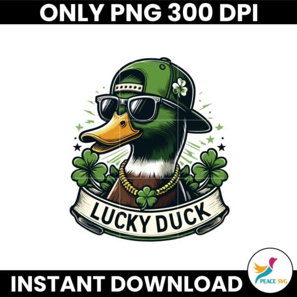 Lucky Duck Clover St Patrick's Day Sublimation PNG