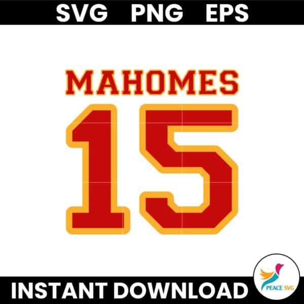 Mahomes Jersey 15 Touchdown Kansas City Chiefs Svg