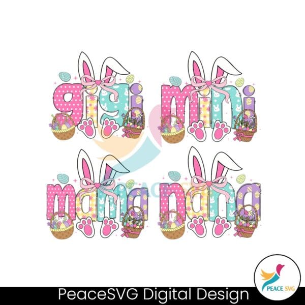 Mama Easter Bunny Eggs Coquette Bow Png Bundle