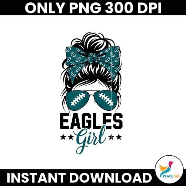 Messy Bun Eagles Girl Super Bowl Football NFL Png