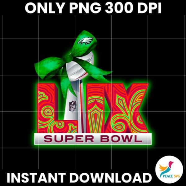 Neon Green Philadelphia Eagles LIX Super Bowl Champions Coquette Bow PNG