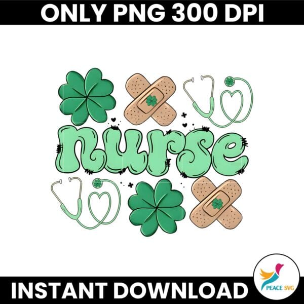 Nurse St Patricks Day Shamrocks Stethoscope PNG