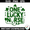 One Luckey Nurse Stethoscope St Patricks Day Shamrock SVG