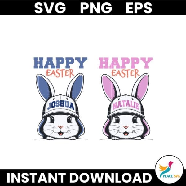 Personalized Easter Bunny Custom Name Boy And Girl Svg