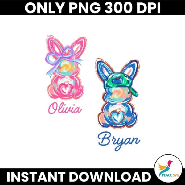 Personalized Kid Name Easter Bunny Png, Boy Girl Easter Png