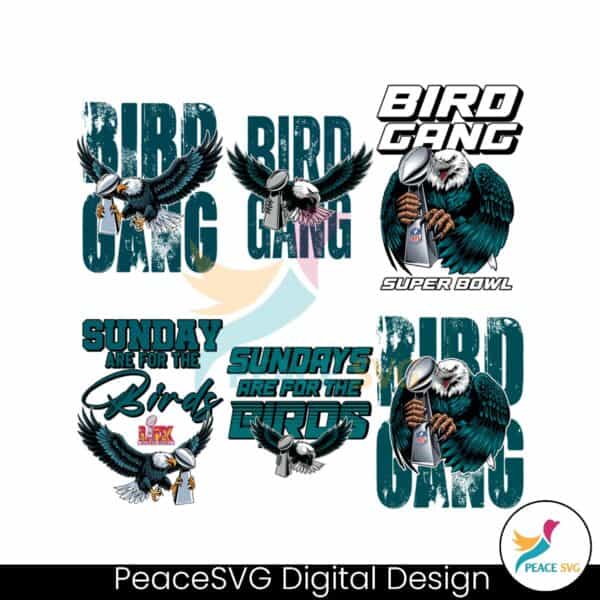 Philadelphia Eagles Bird Gang Super Bowl LIX PNG Bundle