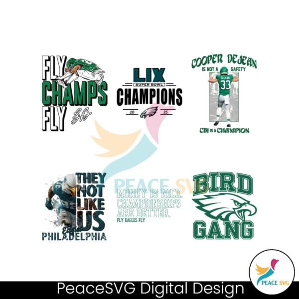 Philadelphia Eagles Champions Super Bowl LIX Png Bundle