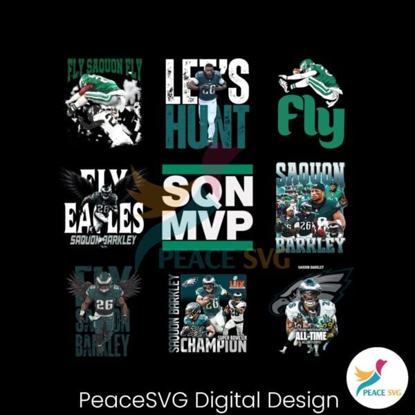 Philadelphia Eagles Saquon Barkley Super Bowl LIX Png Bundle