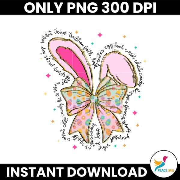 Pink Easter Bunny Ear Leopard Paw Coquette Bow Png