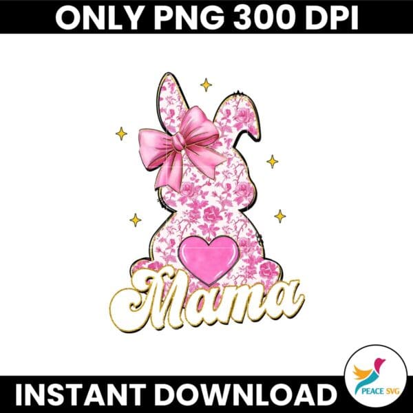 Pink Floral Chinoiserie Bunny Mama Coquette Easter Png