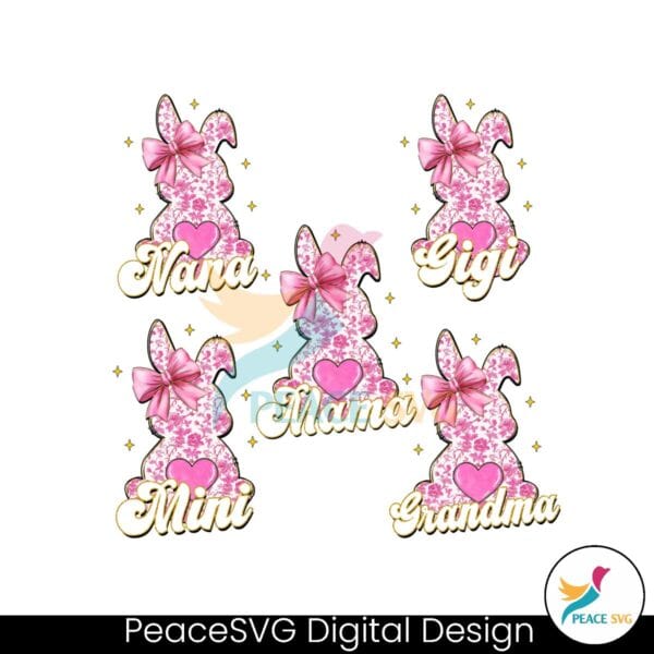 Pink Floral Chinoiserie Bunny Mama Coquette Easter Png Bundle