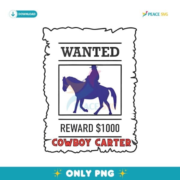 Retro Beyonce Cowboy Carter Wanted Poster PNG