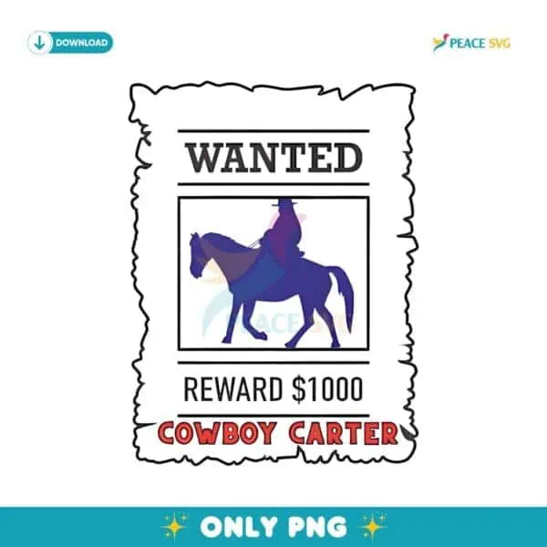 Retro Beyonce Cowboy Carter Wanted Poster PNG