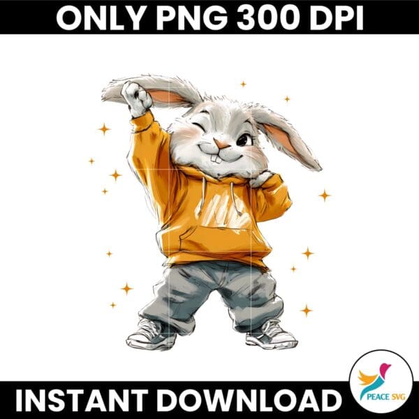 Retro Cute Easter Bunny Dab Pose PNG