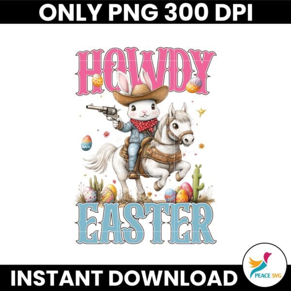 Retro Cute Howdy Bunny Western Easter Day PNG