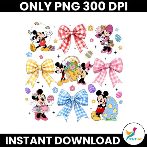 Retro Easter Eggs Disney Micey And Minnie Coquette Bow PNG