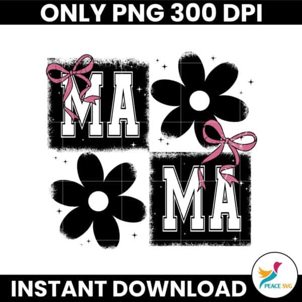 Retro Flower Mama Coquette Bow Ribbon Png