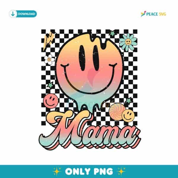 Retro Groovy Mama Smiley Face Graphic Png