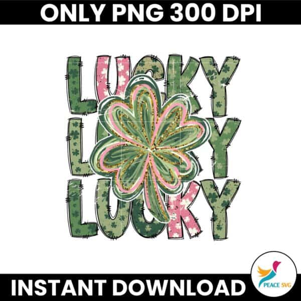 Retro Lucky St Patricks Day Four Leaf Coquette Glitter Png