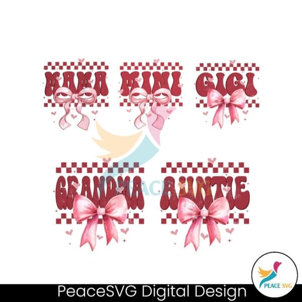 Retro Mama Checkered Coquette Bow Valentine Png Bundle