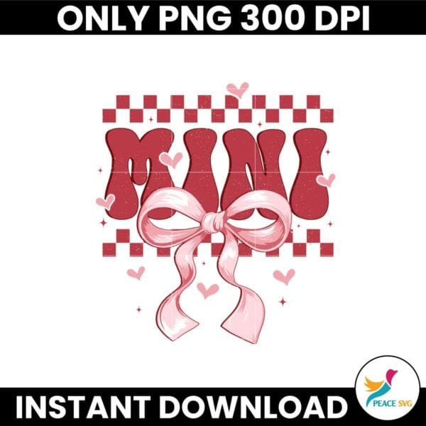 Retro Mini Checkered Coquette Bow Valentine Png